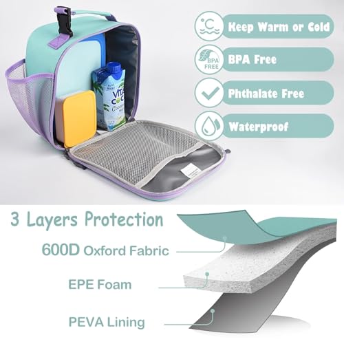 CaCTOUR Lunch Box Kids,Premium Insulated Lunch Bag for Girls Boys,Soft Bag Mini Cooler Back to School Thermal Reusable Lunch Bag for Work School Picnic (Light Green) - color: B-Light Green