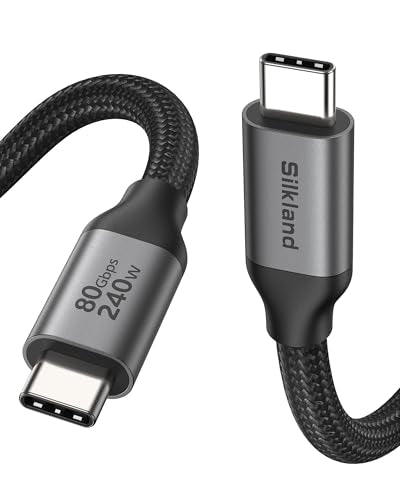 Silkland USB 4 for Thunderbolt 5 Cable 6.6FT/2M, 80Gbps Data Sync, 240W | with 120Gbps Bandwidth for 4K@540Hz/Dual 8K, Long USB C Video Cable Compatible for Thunderbolt 4, SSD, MacBook, iPhone 17/16 - size: 6.6 Feet