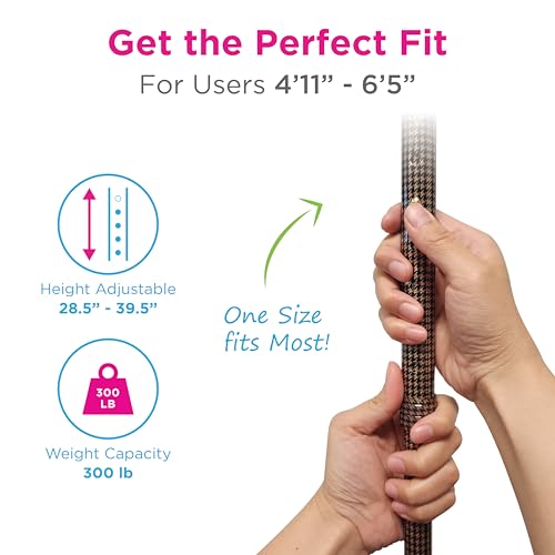 Nova Joy Designer Offset Quad Cane for Seniors - Unisex Adjustable Lightweight Walking Aid with Foam Handle, Wrist Strap and Anti-Rattle Lock - Essential Mobility Support - Houndstooth - color: Houndstooth