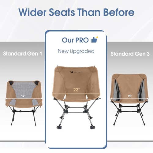 MOON LENCE Portable Camping Chair Plus, Larger & Roomier, Compact and Lightweight, Folding Chair for Backpacking Hiking Beach, Ultralight Camp Chair 330Lbs Capacity
