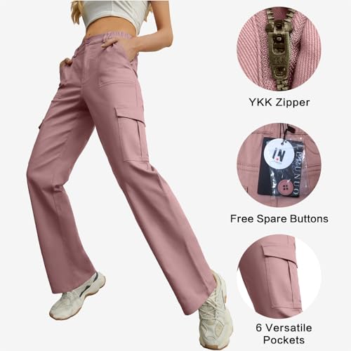 Lepunuo Cargo Pants for Women High Waisted Casual Pants Baggy Stretchy Wide Leg Y2K Streetwear with 6 Pockets - color: Purple Gray, size: XX-Large