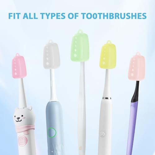 Lapfoon 6 Pack Toothbrush Covers, Silicone Tooth Brush Cover Cap | Toothbrush Caps for Electric & Manual Toothbrush Heads - color: Green