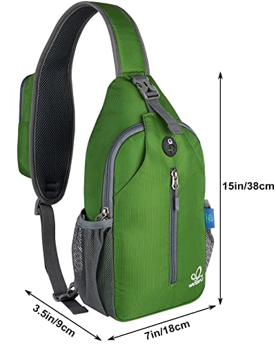 WATERFLY Crossbody Sling Backpack Sling Bag Travel Hiking Daypack - color: Z-army Green