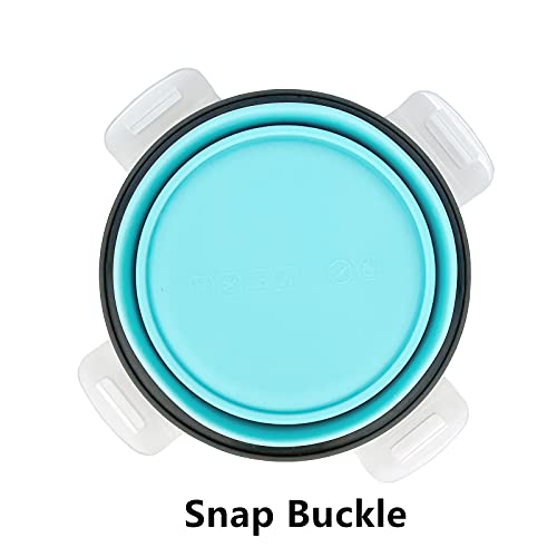 CCyanzi 3piece Round Collapsible Bowl with Lids, Silicone Food Storage Containers, Microwave & Freezer Safe, Space Saving for Kitchen Cabinet and Camping Backpack,(Blue Gray) - color: blue with gray