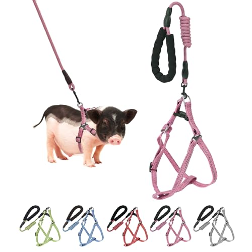 YeeBeny Mini Pig Harness Adjustable with Leash Foam Handle Pink, S - color: Pink, size: S
