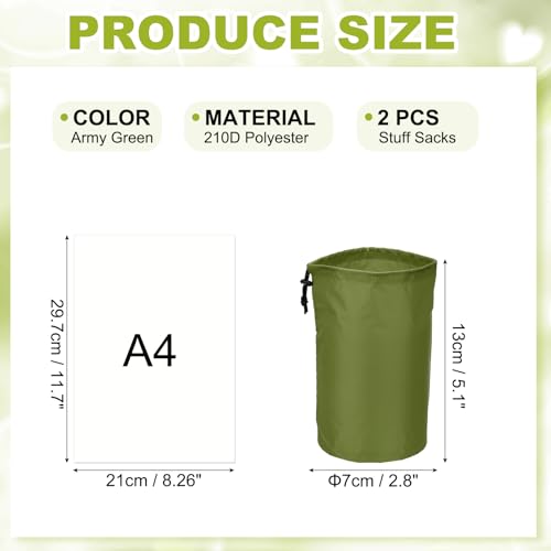 Drawstring Bag with Toggle, Cinch and Ditty Pouch Portable Outdoor Products Ditty Bag 3x5 & 2Pcs & Army Green - Fit For(Backpacking/Camping/Traveling) - color: Army Green, size: 3x5"