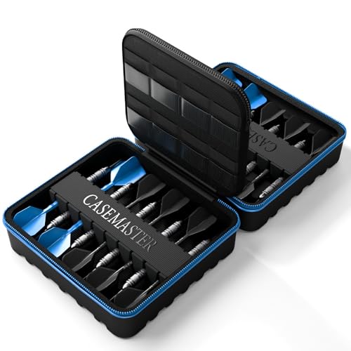 Casemaster Maxx 6 Dart Case, Holds 18 Steel Tip or Soft Tip Darts Fully Assembled, Hard Shell EVA Darts Case, 16 Accessory Pockets, Blue - color: Blue, size: 6 Dart