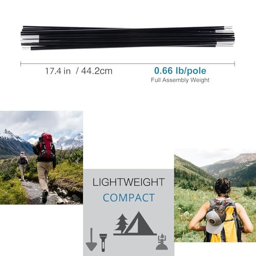 Aluminum Tent Poles Replacement, Fits Both Female and Male Ends, Lightweight Tent Pole Repair Kit, 7001 Aluminum Alloy T6 Heated - color: 14 ft 7 in, size: 2 Poles Pack