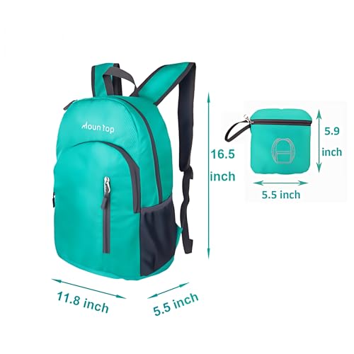MounTop Outdoor Lightweight Foldable Water Resistant Backpack for Travel Hiking Riding - color: Teal