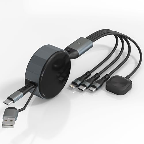 Multi Charging Cable for Apple Watch with Type C/Lightning/Micro/Watch - color: Black