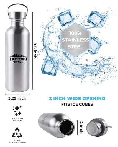 Tactiko Stainless Steel Wide Mouth Water Bottle | Single Wall Boil-Safe - color: Pink, size: 34 oz/1000 ml