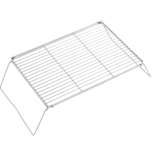 REDCAMP Large Folding Campfire Grill, Heavy Duty Portable Stainless Steel Camping Grill Grate with Carrying Bag for Outdoor Cooking Camping Hiking Backpacking Picnic BBQ - size: 15.8"x10.6"x5"