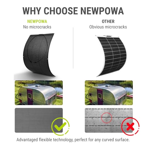 Newpowa 100W Flexible Solar Panel Portable Bendable 12 Volts 10BB Mono Cell for Uneven Surfaces Marine Camping Home Boat RV Surface Black - size: 100W Flexible 1PCS