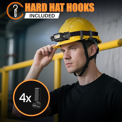 Headlamp Rechargeable with Red Light, Head Lamps Led Rechargeable Super Bright for Adults, Hardhat Head Lights for Forehead Battery Powered, Headband Headlights Flashlight for Running Camping Hiking - size: 10 modes