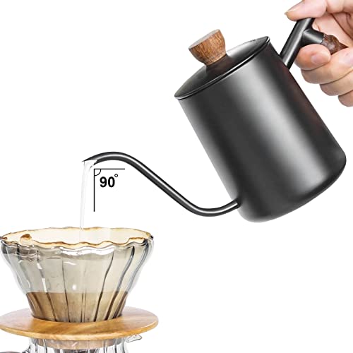 SOTECH Pour Over Coffee Maker Set with Black Gooseneck Kettle Wooden Storage Tray Coffee Dripper Glass Server Coffee Scoop DIY Manual Coffee Maker Set (Portable Sack Set) (coffee maker set) - color: coffee maker set
