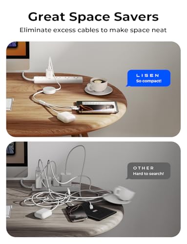 LISEN Multi Charging Cable, 3 in 1 Charging Cable, Retractable Car Charger with Type C/L/Micro USB Ports for iPhone 16 15 14 Pro Max/Samsung Galaxy S25/PS/Kindle, Multi Chargers for All Devices, White - color: White, size: 3.7FT