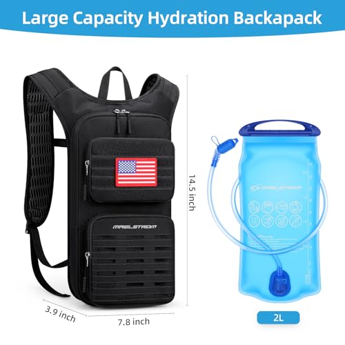 Maelstrom Tactical Hydration Backpack,Water Pack with 2L Water Bladder - color: Black