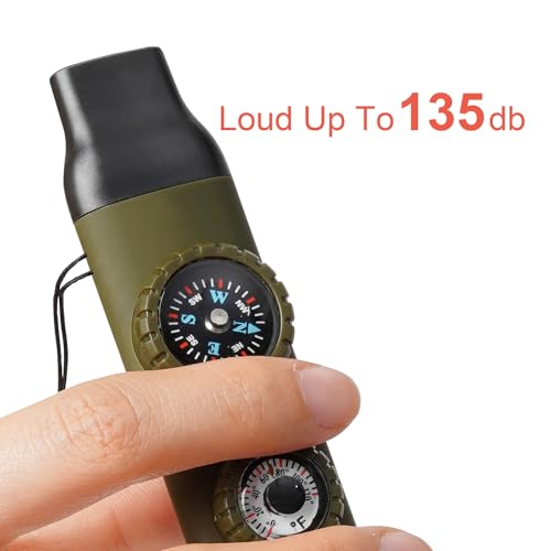Emergency Survival Safety Whistle，Whistle for Kids with Lanyard,Compass,Thermometer,Ideal for Kayaking, Boating, Hiking, Camping, Climbing - color: Blue Whistle