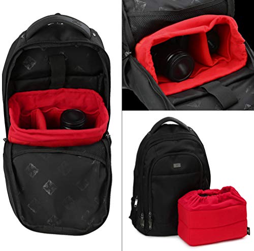 Koolertron Shockproof Camera Photo Bag for SLR TLR Camera Insert Partition Padded Case,Can be Put Directly Into the SLR Camera Bag With Freely Adjustable Compartment - color: Red