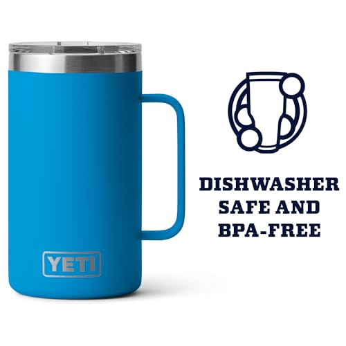 YETI Rambler 24 oz Mug, Vacuum Insulated, Stainless Steel with MagSlider Lid - color: Big Wave Blue