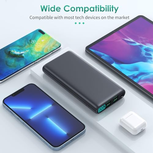 Portable Charger 38800mAh Power Bank with 5 Outputs & 2 Inputs,PD USB C In&Out Fast Phone Charging External Battery Pack Backup,Travel Essential Outdoor for iPhone 17/16/15,Android Samsung Galaxy etc - color: Black