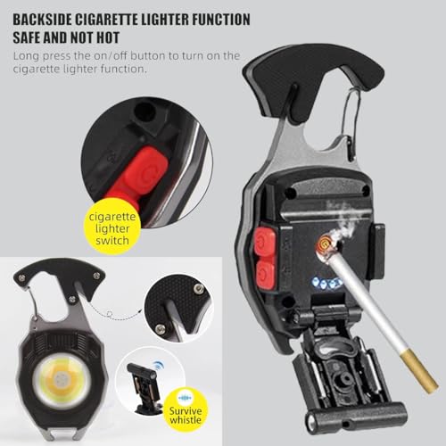 COB Keychain Work Light Flashlight 7 Light Modes 1600Lumen, Rechargeable, LED, Black
