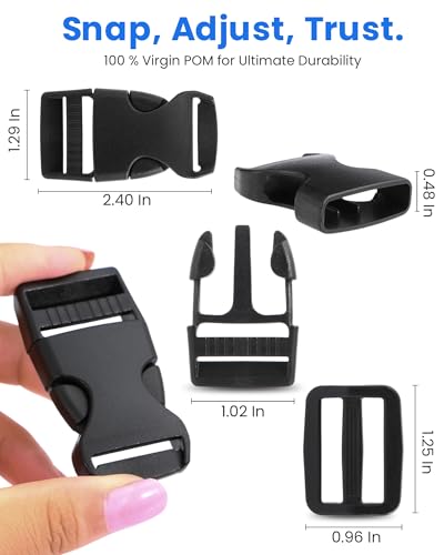 1-Inch Buckle and Strap Kit, 6-Yard Polyester Webbing, 6 Buckles | 6 yards of 1-inch polyester webbing with 6 quick-release buckles and 12 triglides for backpacks, collars and DIY gear straps.