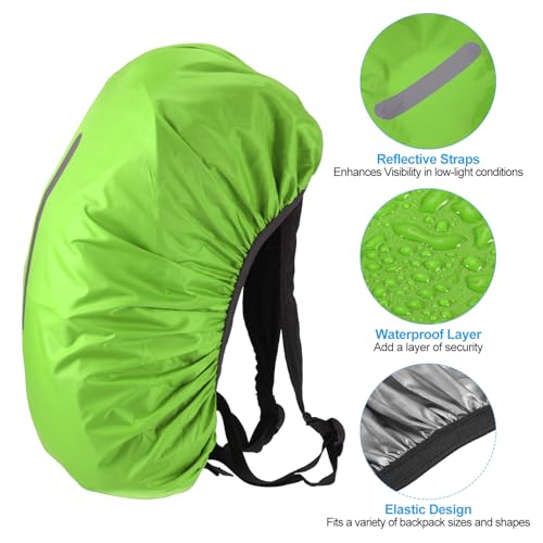 PATIKIL Waterproof Backpack Rain Cover, Non-Slip Backpack Cover with Vertical Reflective Strap Stay Dry for Hiking, Camping, Hunting - color: Lawn Green, size: Medium