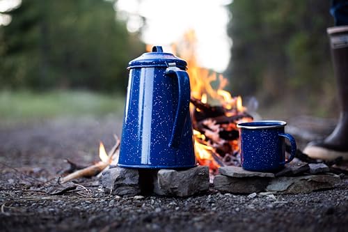 GSI Outdoors Enamel Coffee Pot to Store Hot Coffee, Tea for Camping & Farmhouse - 6 Cup - size: 6 cups