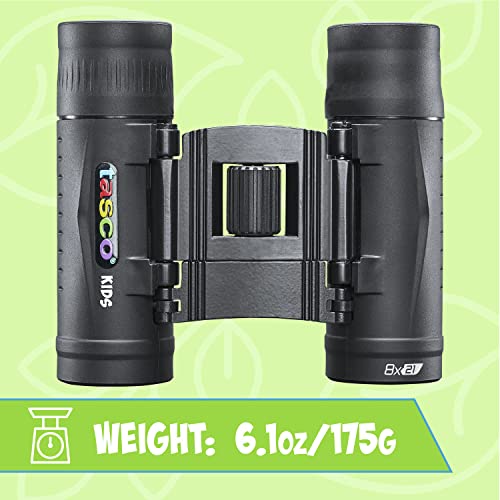 Tasco Kids Binoculars 8x21, Compact Binoculars for Kids Ages 3-12, Great for Adventures, Hiking, Camping, Travel, Bird Watching - color: Black