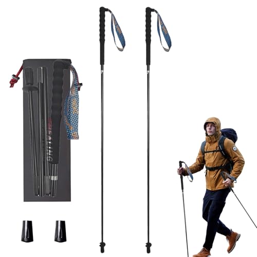 OKHEALING Ultralight Trekking Poles, Foldable, Set of 2, Ultralight Carbon Fiber, Trail Poles with Moisture Wicking Handle, with Storage Bag - size: 130cm