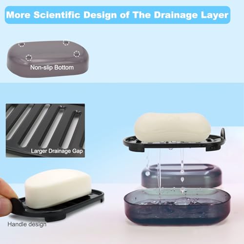 HAYSNA Travel Soap Container, Bar Soap Holder, Portable Soap Case, Soap Dish with Lid for Traveling, Camping, Gym, Bathroom (Black Style-1) - color: Black Style-1