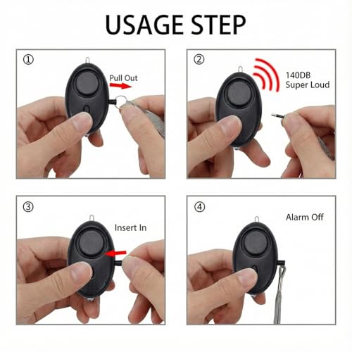 2-Pack Personal Safety Alarm Keychain - 140DB Loud Security Alarm with LED Light, Self Defense Alarms for Women & Outdoor(Black+White)
