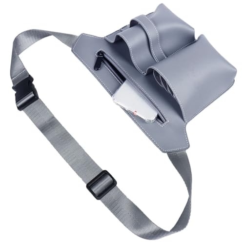 Scissor Bag,Barber PU Leather Waist Pouch,Professional Hairdressing Tools Storage Holster with Waist Belt,Hairstylist Waist Belt,Professional Hairdressing Tools Storage Holster - color: Light Gray