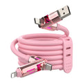 MFish 240W 4-in-1 Fast Charging Cable, Pink, 6.6FT | Carrying Case, USB-A & USB-C to USB-C/Lightning, For iPhone 17/16/15/14, MacBook, iPad, Laptop, Samsung S25/S24 - color: Pink, size: 6.6Ft