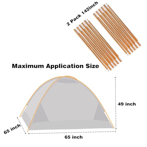 Aluminum Tent Poles Replacement,2 Pack 11.8 ft 7001 Alloy Bar Preassembled Tent Accessories for Hiking Camping Supporting Rod Repair Kit