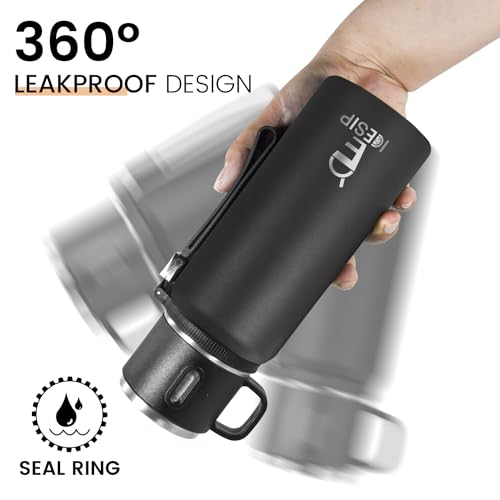 Stainless Steel Insulated Bottle, 33oz with cup Vacuum Insulated Water Bottle, Thermo for Hot Drinks/Cold Drinks,24-Hr Insulation Commute, Travel - color: Black, size: 33 Ounces