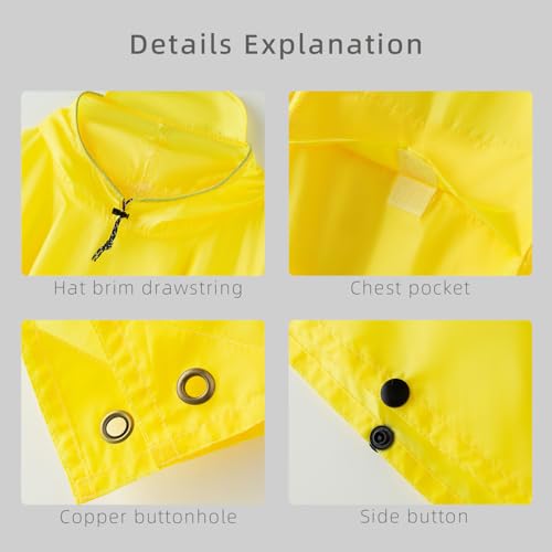 Multi functional cape hooded raincoat suitable for outdoor camping and hiking, suitable for both men and women - color: Yellow