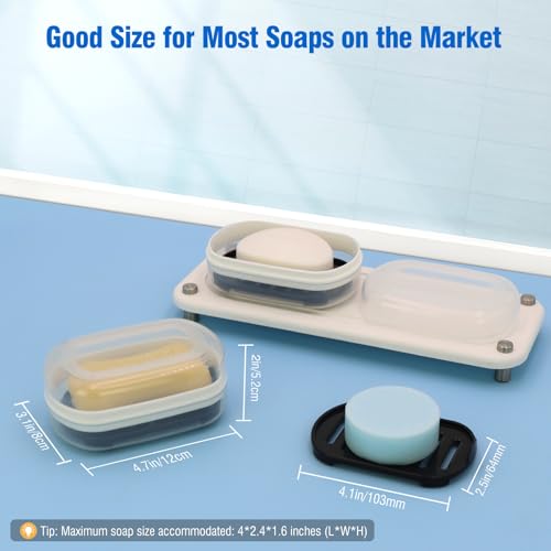 AIMAIAIMAI Soap Box, Travel Soap Container, Bar Soap Case with Removable Draining Layer - Clear Style A - color: Clear Style a