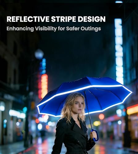 MRTLLOA Compact Travel Umbrella, 10 Ribs Windproof UV Protection - color: Royal Blue