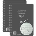 Waterproof Spiral Notebooks 8.5"x11", Universal Grid, Grey Cover, 2PCS | Stone Paper Spiral Notebooks 8.5 x11 with PVC Cover , 2 Pack, 100 Pages per All-weather Notepad - color: Grey, size: Large