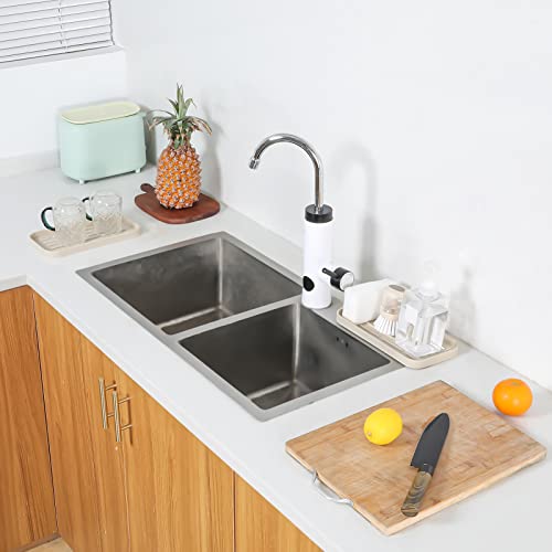 MicoYang Silicone Kitchen Sink Organizer Tray for Multiple Usage,Eco-Friendly Sponges Holder for Kitchen Bathroom Counter or Sink,Dish Soap Dispenser,Scrubber,Bottle,Cup (Tapioca, 10"×5.3") - color: Tapioca, size: 10" x 5.3" x 0.7"