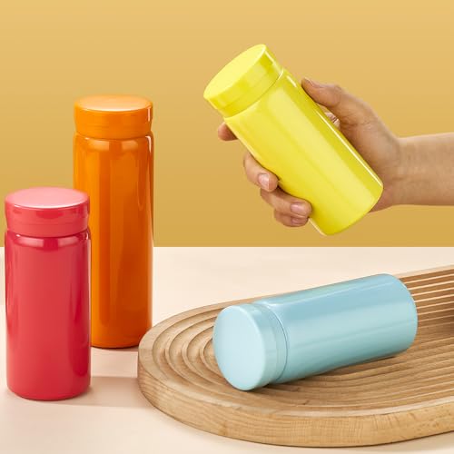 Mini Thermos Cute Water Bottle - 7 oz Tiny Insulated Vacuum 18/10 Stainless Steel Small Flask - Leak Proof & Spill Proof & Keeps Cold and Hot for Drink, Coffee, Tea - Yellow - color: Yellow, size: 6.8 Ounces