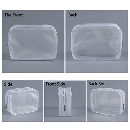 BEFORYOU 6 Pack Clear Toiletry Carry Pouch, White, Small TSA Approved | Zipper Portable Plastic Cosmetic Bag Waterproof, For Vacation Travel Bathroom and Organizing - size: Small bags only