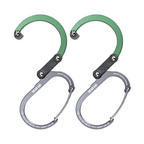 GEAR AID HEROCLIP (Small) Carabiner Gear Clip and Hook, for Hanging Bags, Purses, Lanterns, Strollers, Tools, Helmets, Water Bottles, and More - color: Forest Green, style: 2 Pack