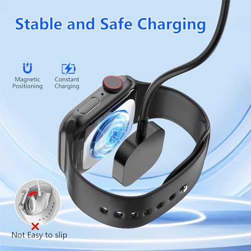 6in1 Multi Charging Cable for Apple Watch Charger, 10FT USB A/C Fast Charging Cord Cable Compatible with iWatch Ultra/SE/9/8/7/6/5/4/3 & iPhone 15/14/13/12/11/Galaxy, Black Universal Travel Charger - color: Black