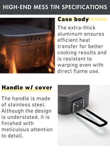 CAMPINGMOON Mess Tin Aluminum Camping Cookware Extreme Thick - color: Gray, size: 0.65 Liter