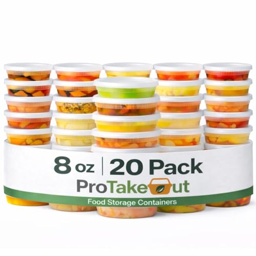 [8oz-20 Sets Plastic Deli Containers with Lids - BPA Free Clear Soup Containers with Airtight Lids, Leak Resistant Food Storage for Meal Prep, Stackable/Microwave/Dishwasher/Freezer Safe