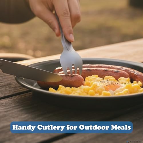 NACETURE Travel Silverware Set, 4-in-1 Portable Fork Spoon Knife Set | 4-in-1 utensil set converts into tongs for travel, camping and everyday use.
