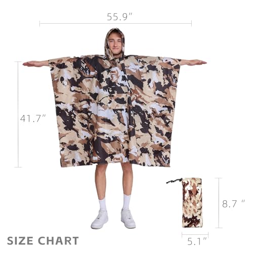 Multi functional cape hooded raincoat suitable for outdoor camping and hiking, suitable for both men and women - color: Camouflage